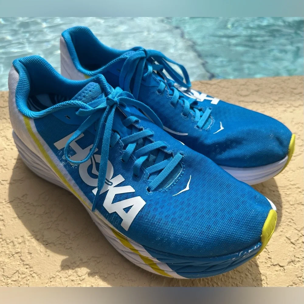 Hoka One One Rocket X Blue Running Shoes Men Size 10.5 /Women Size 11.5 Clean
